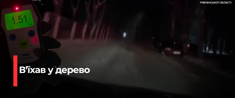 Небезпечна втеча: Рівнянин збив дерево, будучи в нетверезому стані