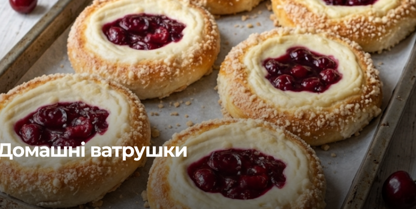 Рецепт пухких ватрушок з сиром та вишнею